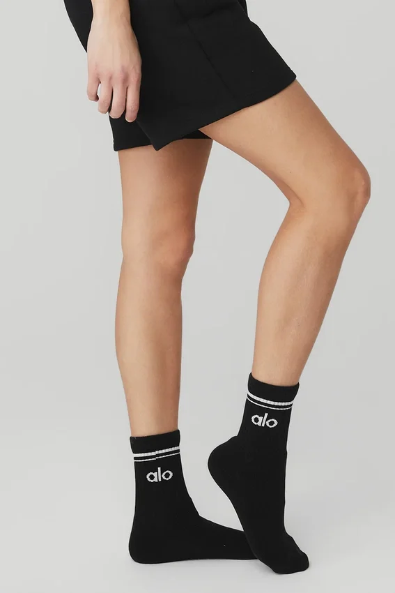 Skarpetki unisex z półgolfem w stylu retro – czarne/białe