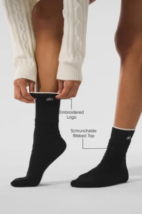 Skarpetki unisex z wełny i kaszmiru z lekkim matowym wykończeniem – czarne/kość słoniowa