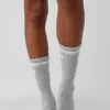 Skarpety unisex Throwback – sportowa szarość melanżowa/biały