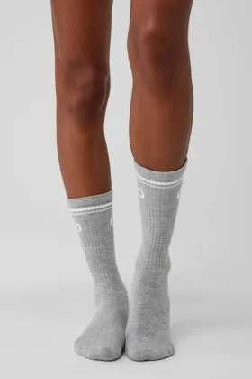 Skarpety unisex Throwback – sportowa szarość melanżowa/biały