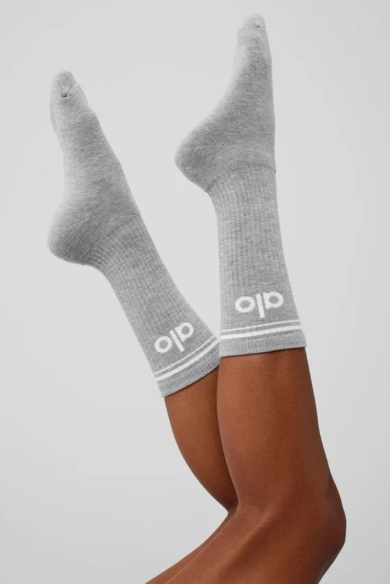 Skarpety unisex Throwback – sportowa szarość melanżowa/biały