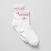 Skarpety unisex typu „half-crew” w stylu retro – białe/różowe „Wild Rose”