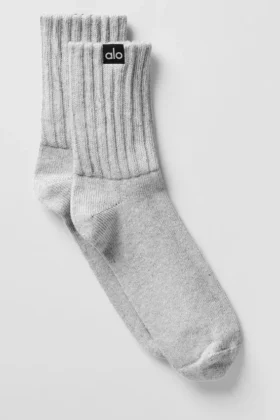 Skarpety unisex z marszczonym ściągaczem – Athletic Heather Grey