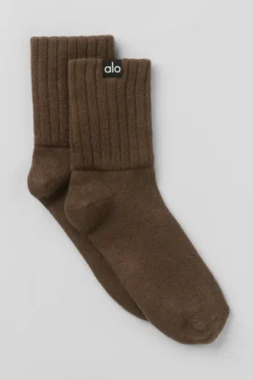 Skarpety unisex z marszczonym ściągaczem – kolor Espresso