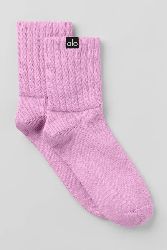Skarpety unisex z marszczonym wykończeniem – cukierkowy róż