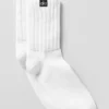 Skarpety unisex z marszczonym wykończeniem, półdługie – White
