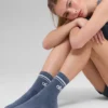 Skarpety unisex z półwysoką cholewką w stylu retro – kolor Bluestone/biały