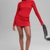 Spódnica z dzianiny dżinsowej High-Waist – jasnoczerwona