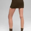 Spódnica z dzianiny dżinsowej High-Waist – kolor espresso/czarny