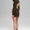 Spódnica z dzianiny dżinsowej High-Waist – kolor espresso/czarny