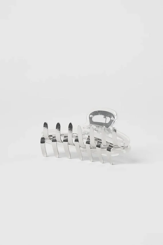 Spinka typu „claw” z akrylu – przezroczysty acetat/chrom