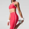 Spodnie capri Airlift High-Waist, supereleganckie, z kontrastowymi wstawkami – Candy Red/White