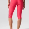 Spodnie capri Airlift High-Waist, supereleganckie, z kontrastowymi wstawkami – Candy Red/White