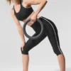 Spodnie capri Airlift High-Waist z kontrastowymi wstawkami – czarne/białe