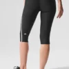 Spodnie capri Airlift High-Waist z kontrastowymi wstawkami – czarne/białe