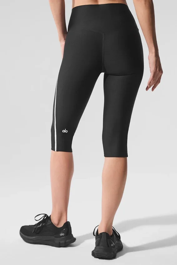 Spodnie capri Airlift High-Waist z kontrastowymi wstawkami – czarne/białe