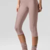 Spodnie capri Airlift High-Waist z siateczką, z wysokim stanem, model „Just Right” – kolor taupe