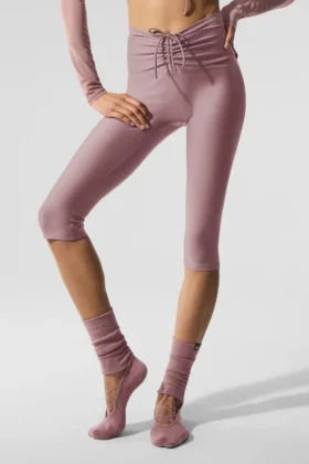 Spodnie capri Airlift Mesh High-Waist w kolorze Smoky Quartz