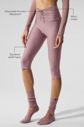 Spodnie capri Airlift Mesh High-Waist w kolorze Smoky Quartz