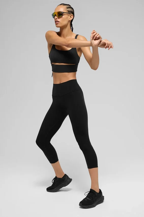 Spodnie capri Alo z High-Waist Airbrush i nadrukiem Airbrush | Legginsy damskie