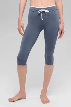 Spodnie capri High-Waist Airbrush Race Pace – kolor Bluestone/White