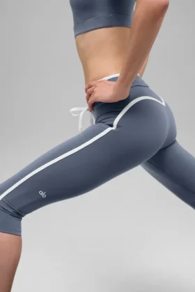 Spodnie capri High-Waist Airbrush Race Pace – kolor Bluestone/White