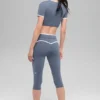 Spodnie capri High-Waist Airbrush Race Pace – kolor Bluestone/White