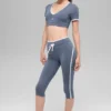 Spodnie capri High-Waist Airbrush Race Pace – kolor Bluestone/White