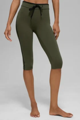 Spodnie capri High-Waist Airbrush Race Pace – zielono-oliwkowe/czarne