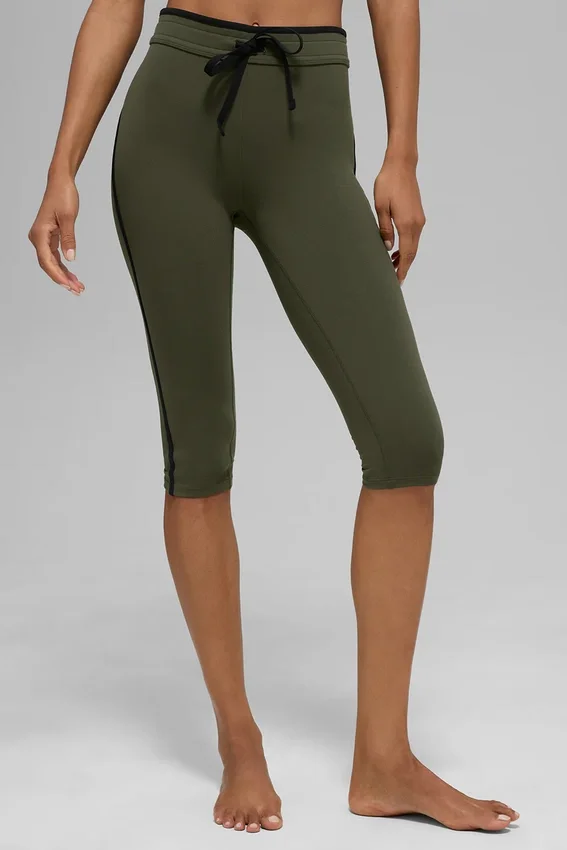 Spodnie capri High-Waist Airbrush Race Pace – zielono-oliwkowe/czarne