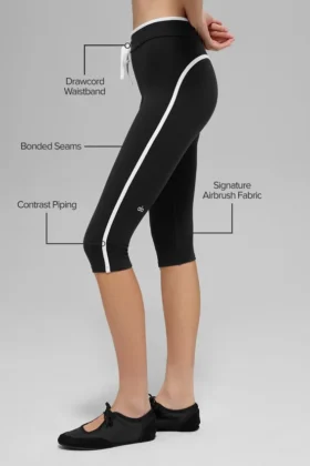 Spodnie capri High-Waist Airbrush z krojem Race Pace – czarne/białe