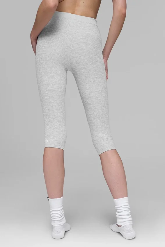 Spodnie capri High-Waist Alosoft w stylu kultowych lat 90. – Athletic Heather Grey