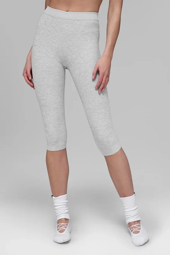 Spodnie capri High-Waist Alosoft w stylu kultowych lat 90. – Athletic Heather Grey
