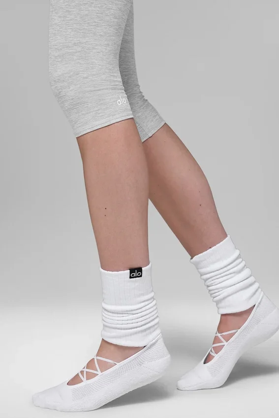Spodnie capri High-Waist Alosoft w stylu kultowych lat 90. – Athletic Heather Grey