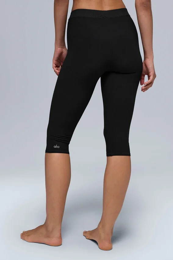 Spodnie capri High-Waist Alosoft w stylu kultowych lat 90. – czarne