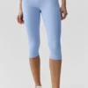 Spodnie capri High-Waist Alosoft w stylu lat 90. – jasnoniebieskie