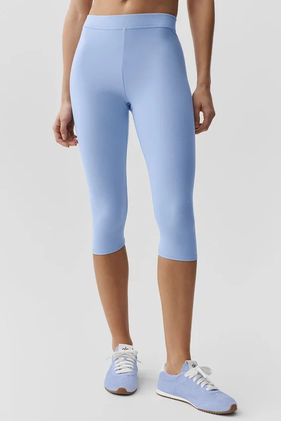 Spodnie capri High-Waist Alosoft w stylu lat 90. – jasnoniebieskie
