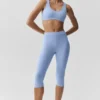 Spodnie capri High-Waist Alosoft w stylu lat 90. – jasnoniebieskie