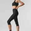 Spodnie capri z siateczki Airlift High-Waist – idealne dopasowanie – czarne