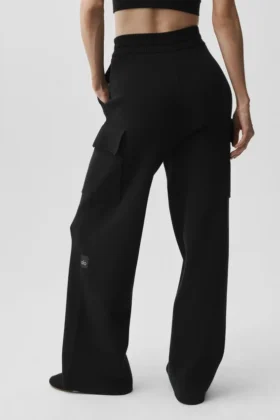 Spodnie cargo High-Waist Scholar Knit – czarne