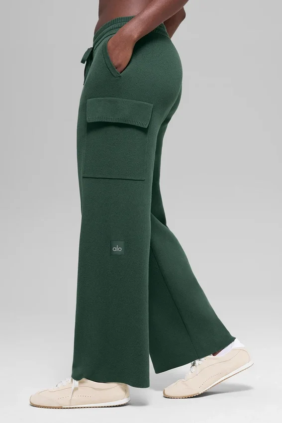 Spodnie cargo High-Waist Scholar Knit – kolor Clover Green