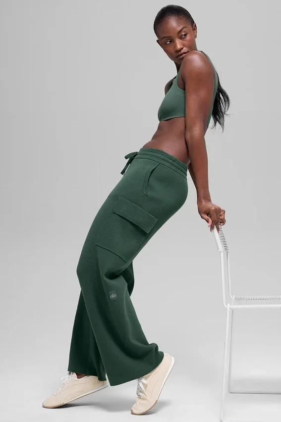 Spodnie cargo High-Waist Scholar Knit – kolor Clover Green