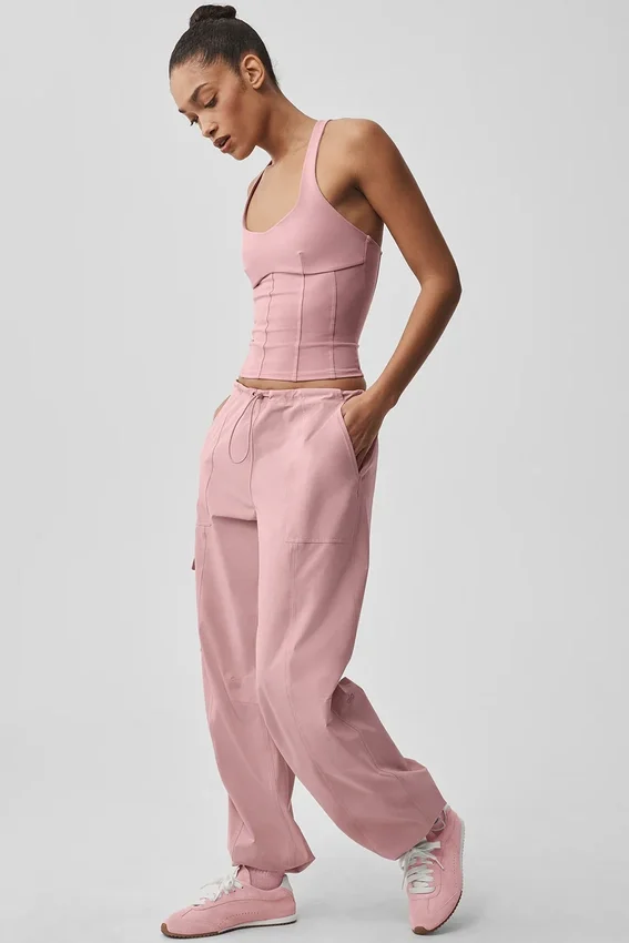 Spodnie cargo Megastar z niskim stanem – kolor Vintage Pink