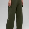 Spodnie cargo Scholar z dzianiny z High-Waist – zielono-oliwkowe