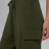 Spodnie cargo Scholar z dzianiny z High-Waist – zielono-oliwkowe