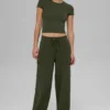Spodnie cargo Scholar z dzianiny z High-Waist – zielono-oliwkowe
