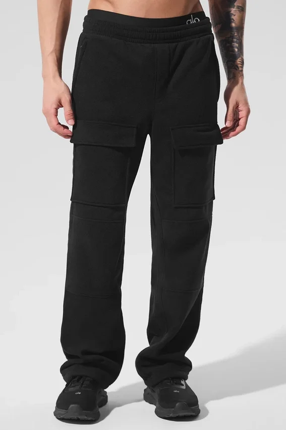 Spodnie cargo z polaru Polar Fleece Ridge – czarne