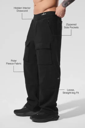 Spodnie cargo z polaru Polar Fleece Ridge – czarne