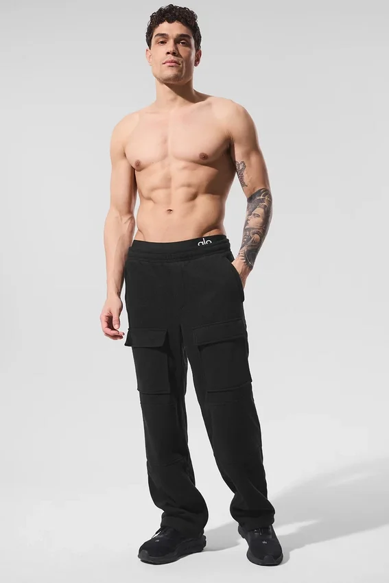 Spodnie cargo z polaru Polar Fleece Ridge – czarne