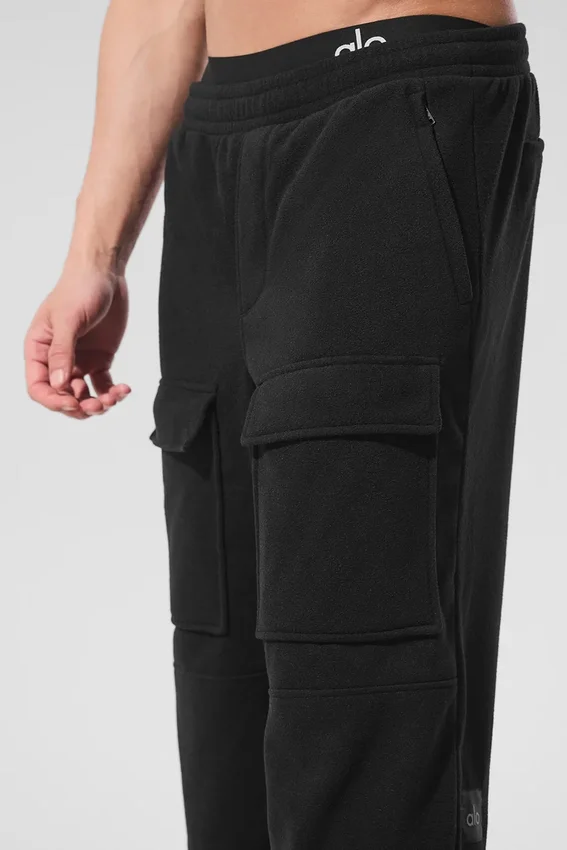 Spodnie cargo z polaru Polar Fleece Ridge – czarne